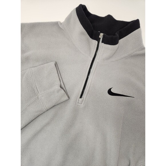 Vintage Nike Sweatshirt Mens L Gray Fleece 1/4 Zip Therma-Fit Mock Neck Pullover - Picture 1 of 9